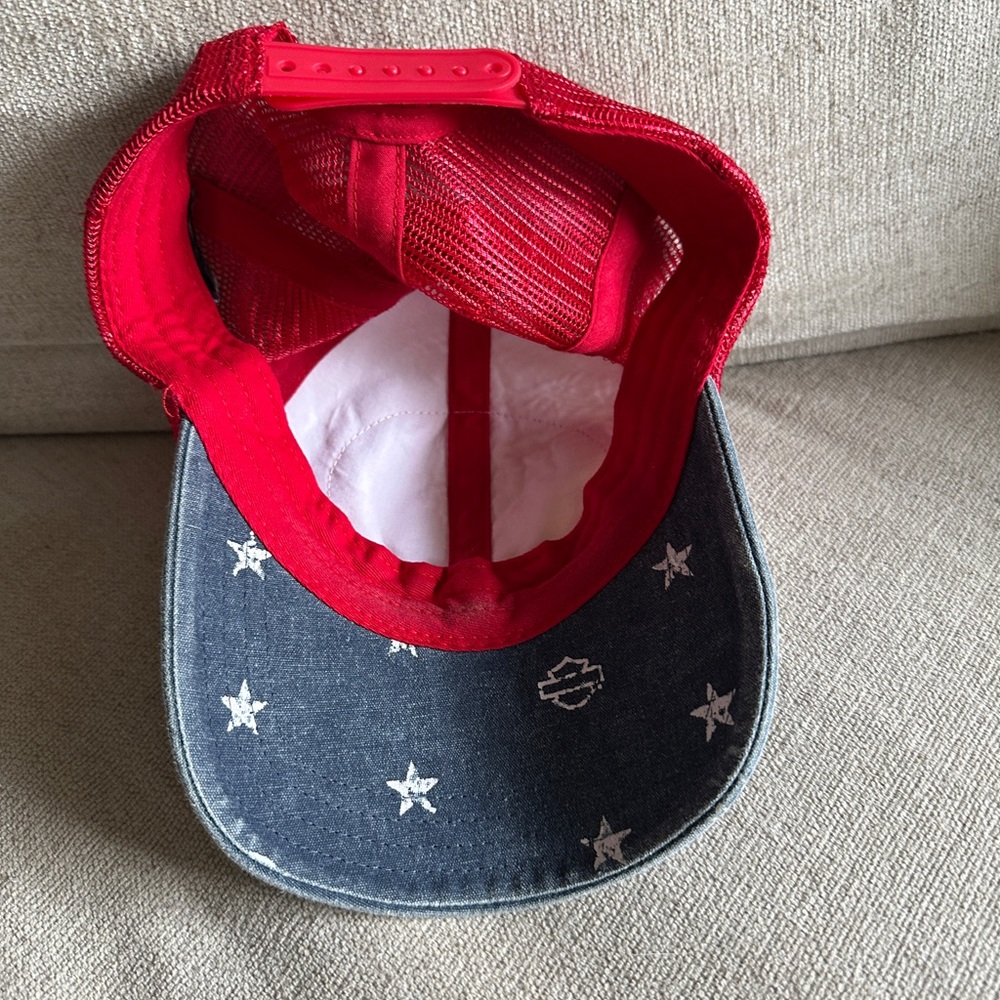 Harley-Davidson Red White Blue Denim Star Cap - Picture 5 of 5